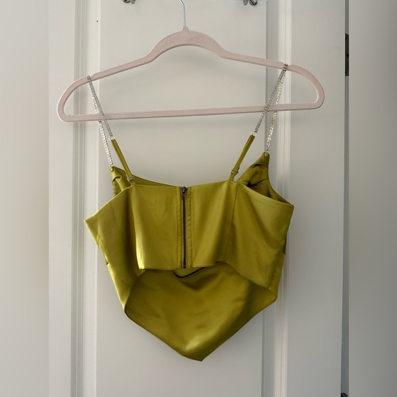 Chartreuse Rhinestone Crop Top - Picture 2 of 8